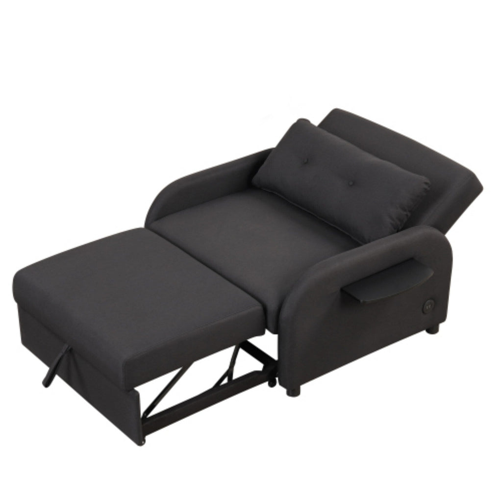 3-in-1 Pull-Out Sofa Sleeper with Collapsible Wing Table &amp; USB Ports by Harper&amp;Bright Designs