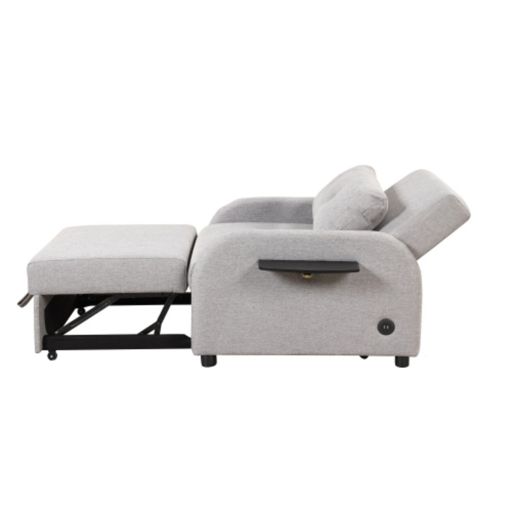 3-in-1 Pull-Out Sofa Sleeper with Collapsible Wing Table &amp; USB Ports by Harper&amp;Bright Designs