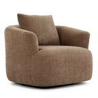360¡ã Swivel Chair, 38.2 Boucle Accent Chair with Throw Pillow, Upholstered Barrel Sofa Chair with Curved Armrests
