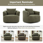 360¡ã Swivel Chair, 38.2 Boucle Accent Chair with Throw Pillow, Upholstered Barrel Sofa Chair with Curved Armrests