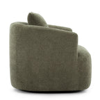 360¡ã Swivel Chair, 38.2 Boucle Accent Chair with Throw Pillow, Upholstered Barrel Sofa Chair with Curved Armrests