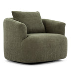 360¡ã Swivel Chair, 38.2 Boucle Accent Chair with Throw Pillow, Upholstered Barrel Sofa Chair with Curved Armrests
