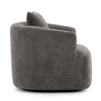 360¡ã Swivel Chair, 38.2 Boucle Accent Chair with Throw Pillow, Upholstered Barrel Sofa Chair with Curved Armrests