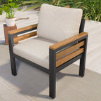 4-Piece Outdoor Sofa Set for 5 People with Removable Cushion &amp; Solid Wood Coffee Table