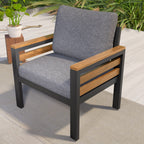 4-Piece Outdoor Sofa Set for 5 People with Removable Cushion &amp; Solid Wood Coffee Table