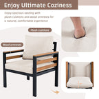 4-Piece Outdoor Sofa Set for 5 People with Removable Cushion &amp; Solid Wood Coffee Table