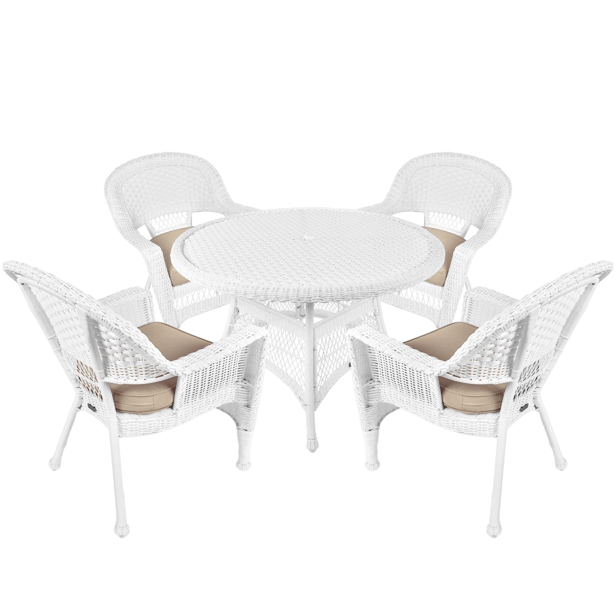 5-piece White Resin Wicker Dining Set