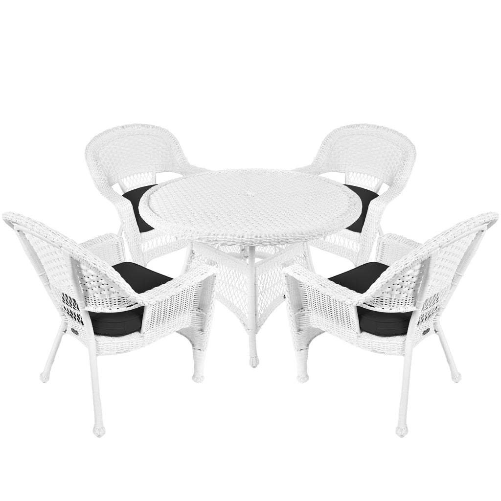 5-piece White Resin Wicker Dining Set