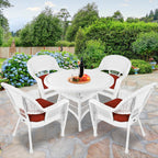 5-piece White Resin Wicker Dining Set