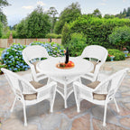 5-piece White Resin Wicker Dining Set