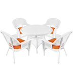 5-piece White Resin Wicker Dining Set