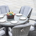 7 Pieces Outdoor Rattan Wicker Patio Round Dining Set with Cushions by Moda Furnishings