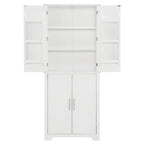 Bathroom storage cabinets with open shelves