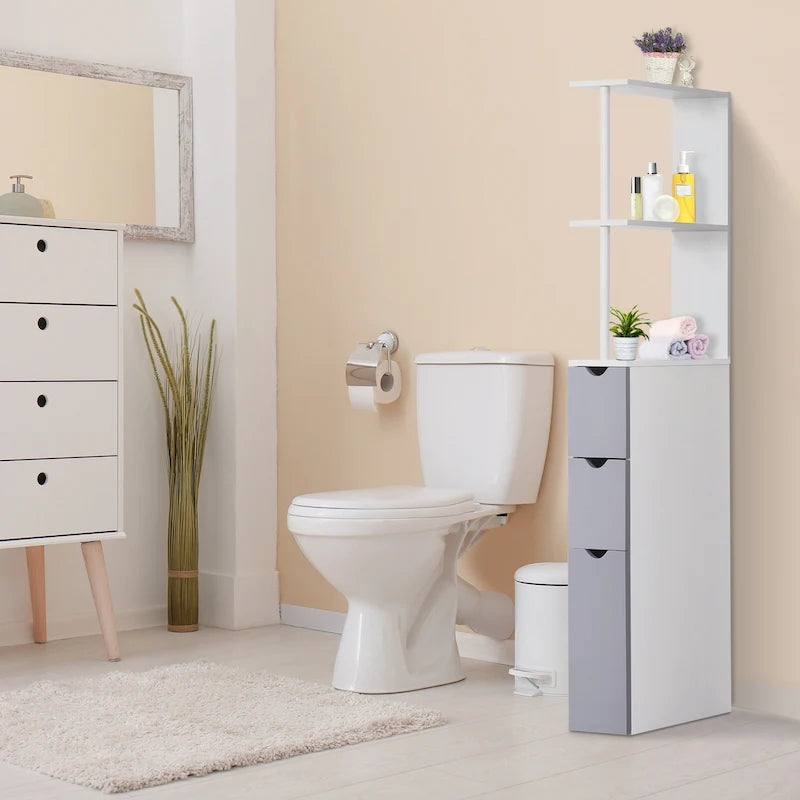 Bathroom Tower Storage Cabinet - 6  W x 13  D x 55.25  H
