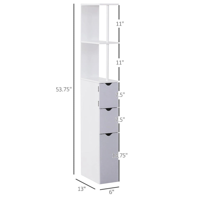 Bathroom Tower Storage Cabinet - 6  W x 13  D x 55.25  H