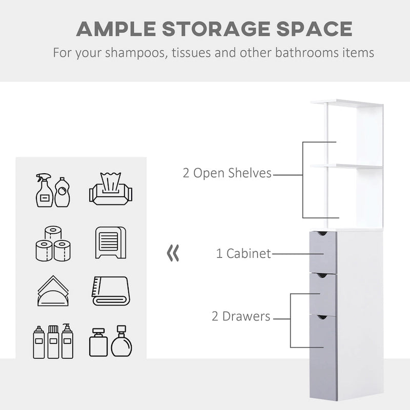 Bathroom Tower Storage Cabinet - 6  W x 13  D x 55.25  H