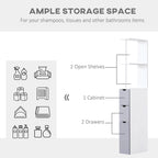 Bathroom Tower Storage Cabinet - 6  W x 13  D x 55.25  H