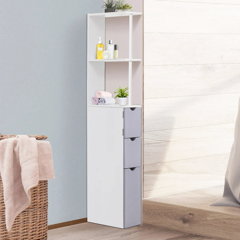 Bathroom Tower Storage Cabinet - 6  W x 13  D x 55.25  H