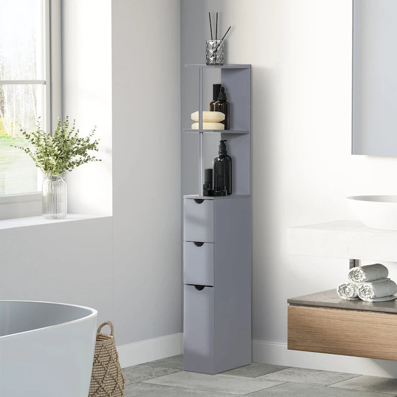 Bathroom Tower Storage Cabinet - 6  W x 13  D x 55.25  H
