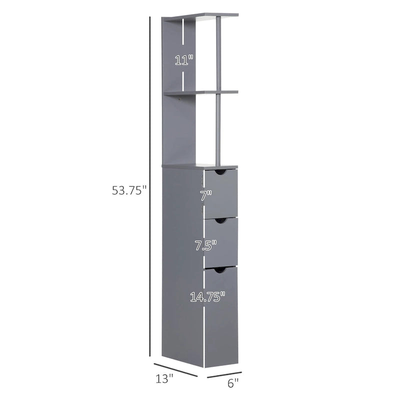 Bathroom Tower Storage Cabinet - 6  W x 13  D x 55.25  H