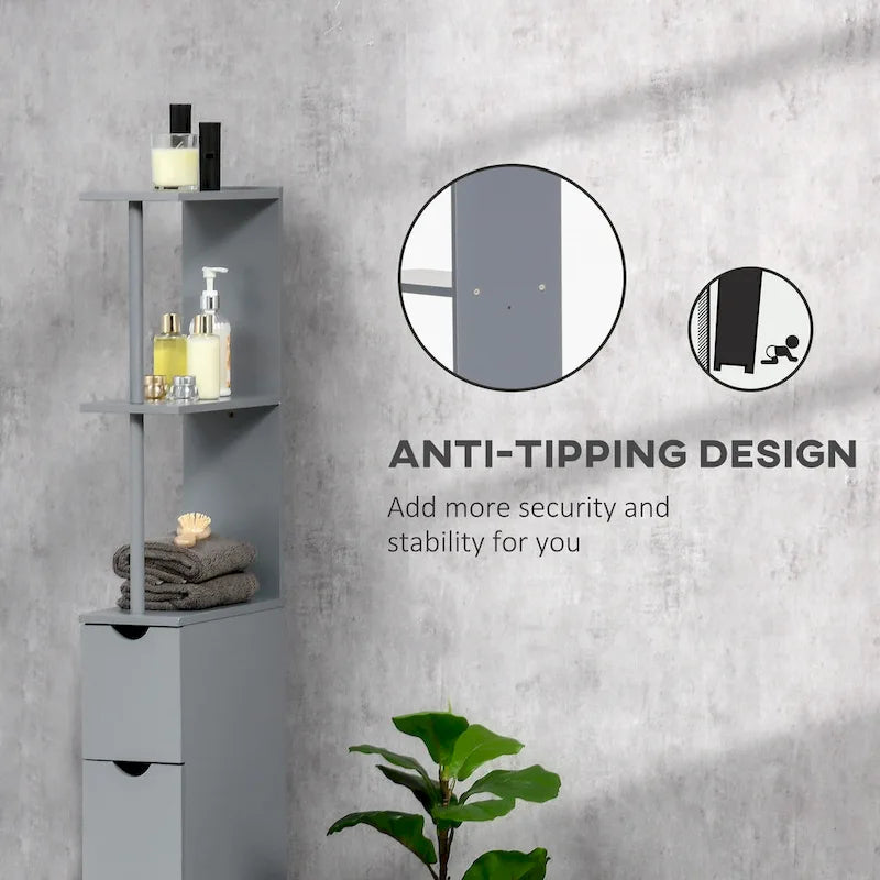 Bathroom Tower Storage Cabinet - 6  W x 13  D x 55.25  H