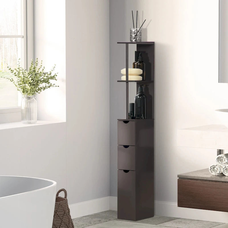 Bathroom Tower Storage Cabinet - 6  W x 13  D x 55.25  H