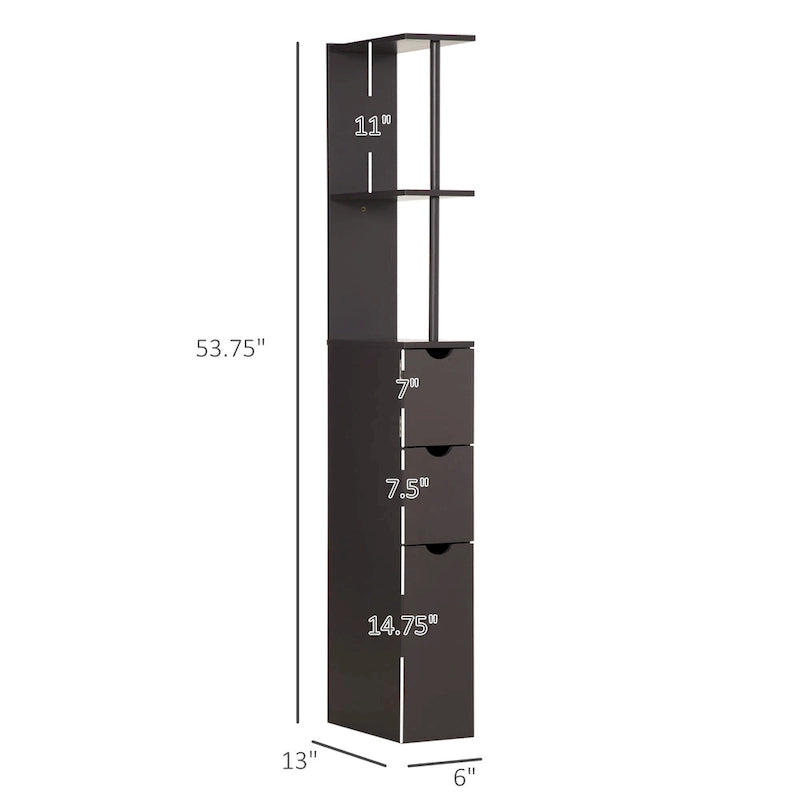 Bathroom Tower Storage Cabinet - 6  W x 13  D x 55.25  H