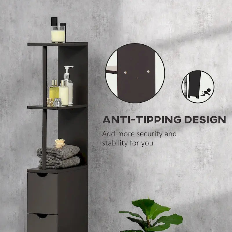 Bathroom Tower Storage Cabinet - 6  W x 13  D x 55.25  H