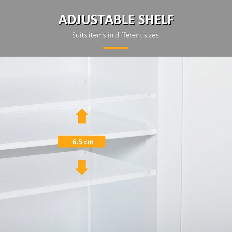 kleankin Freestanding Bathroom Storage Cabinet Organizer Floor Tower with 2 Door, 2 Drawers, Adjustable Shelf, White