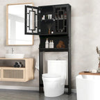 EROMMY Over-The-Toilet Storage, Wooden Bathroom Organizer, with 2 Glass Doors & Adjustable Shelf for Bathroom
