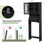 EROMMY Over-The-Toilet Storage, Wooden Bathroom Organizer, with 2 Glass Doors & Adjustable Shelf for Bathroom