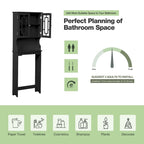 EROMMY Over-The-Toilet Storage, Wooden Bathroom Organizer, with 2 Glass Doors & Adjustable Shelf for Bathroom