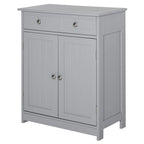 kleankin Freestanding Bathroom Storage Cabinet Organizer Floor Tower with 2 Door, 2 Drawers, Adjustable Shelf, Grey