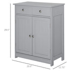kleankin Freestanding Bathroom Storage Cabinet Organizer Floor Tower with 2 Door, 2 Drawers, Adjustable Shelf, Grey