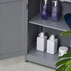 kleankin Freestanding Bathroom Storage Cabinet Organizer Floor Tower with 2 Door, 2 Drawers, Adjustable Shelf, Grey