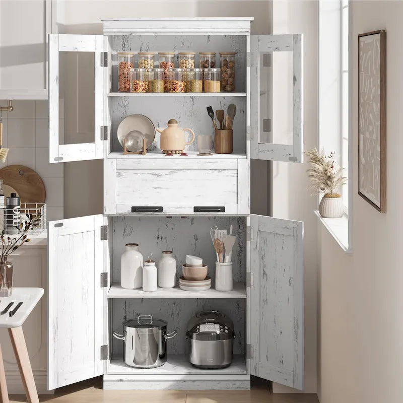 Bathroom Cabinet, Tall Kitchen Pantry Cabinet with Doors and Adjustable Shelf