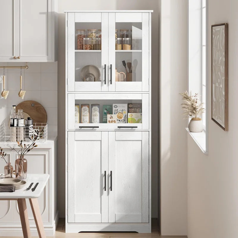 Bathroom Cabinet, Tall Kitchen Pantry Cabinet with Doors and Adjustable Shelf