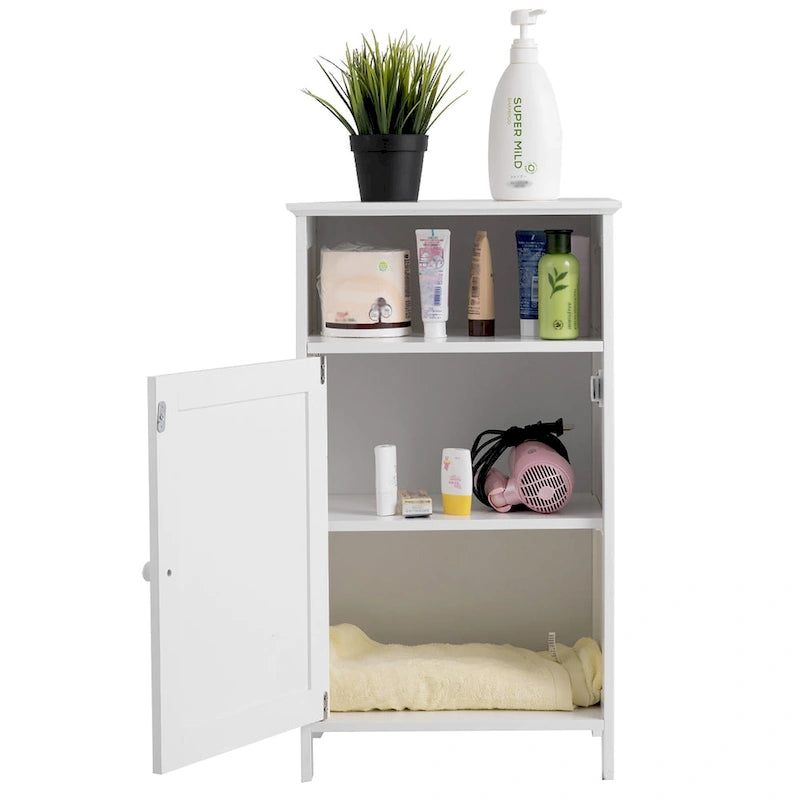 Bathroom Floor Storage Cabinet with Single Door and Adjustable Shelf