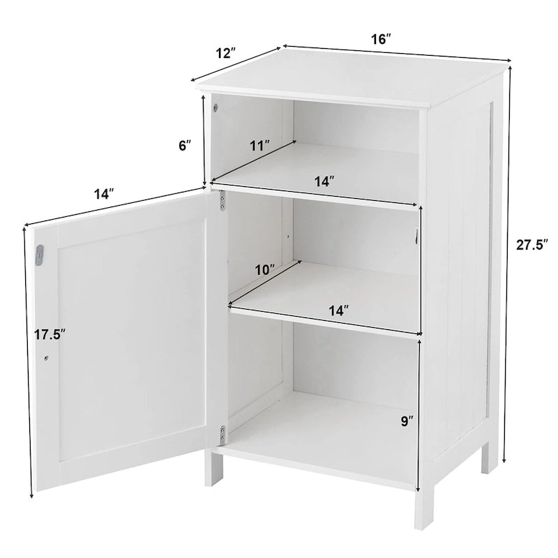 Bathroom Floor Storage Cabinet with Single Door and Adjustable Shelf