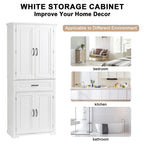 Bathroom Floor Cabinet, Freestanding Storage Cabinet with Doors and Drawer, Kitchen Cupboard with Adjustable Shelf
