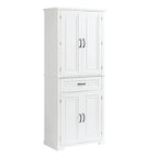 Bathroom Floor Cabinet, Freestanding Storage Cabinet with Doors and Drawer, Kitchen Cupboard with Adjustable Shelf