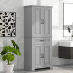 Bathroom Floor Cabinet, Freestanding Storage Cabinet with Doors and Drawer, Kitchen Cupboard with Adjustable Shelf