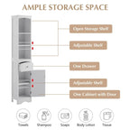 66  H Tall Bathroom Storage Cabinet with Drawer & Adjustable Shelves