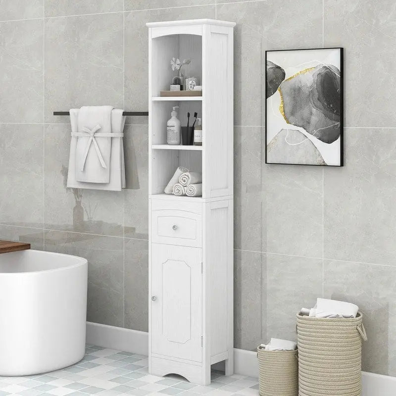 66  H Tall Bathroom Storage Cabinet with Drawer & Adjustable Shelves
