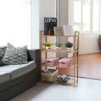 4 Tiers Bamboo Wood Storage Rack Kitchen Shelving Bookshelf - 26.46x9.84x38.97in