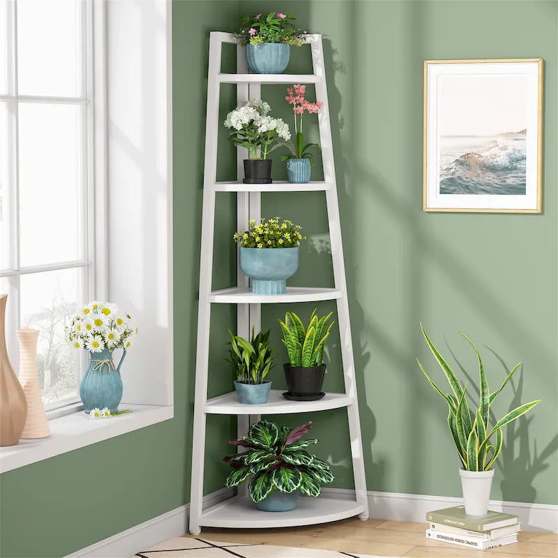 5 Tier Tall Corner Shelf, Bathroom Tower Shelves, 70 Inches Corner Bookshelf and Bookcase - N/A