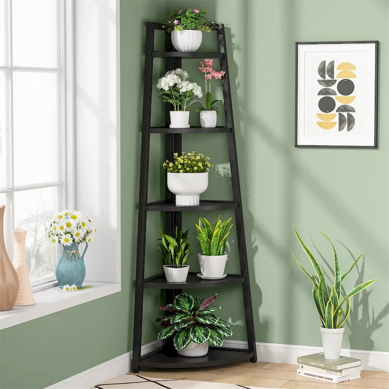 5 Tier Tall Corner Shelf, Bathroom Tower Shelves, 70 Inches Corner Bookshelf and Bookcase - N/A