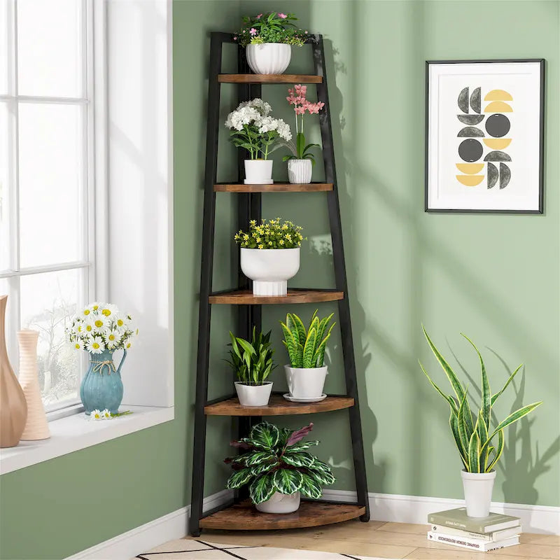 5 Tier Tall Corner Shelf, Bathroom Tower Shelves, 70 Inches Corner Bookshelf and Bookcase - N/A
