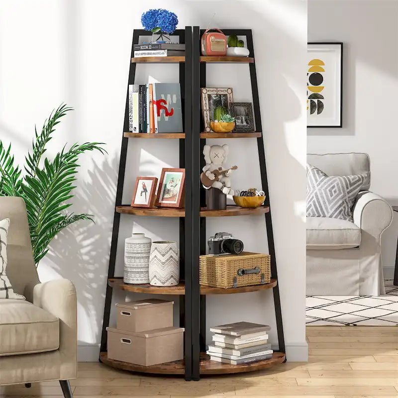 5 Tier Tall Corner Shelf, Bathroom Tower Shelves, 70 Inches Corner Bookshelf and Bookcase - N/A
