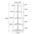 5 Tier Tall Corner Shelf, Bathroom Tower Shelves, 70 Inches Corner Bookshelf and Bookcase - N/A